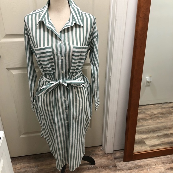 Seafolly striped beach dress green and white S - Picture 3 of 5